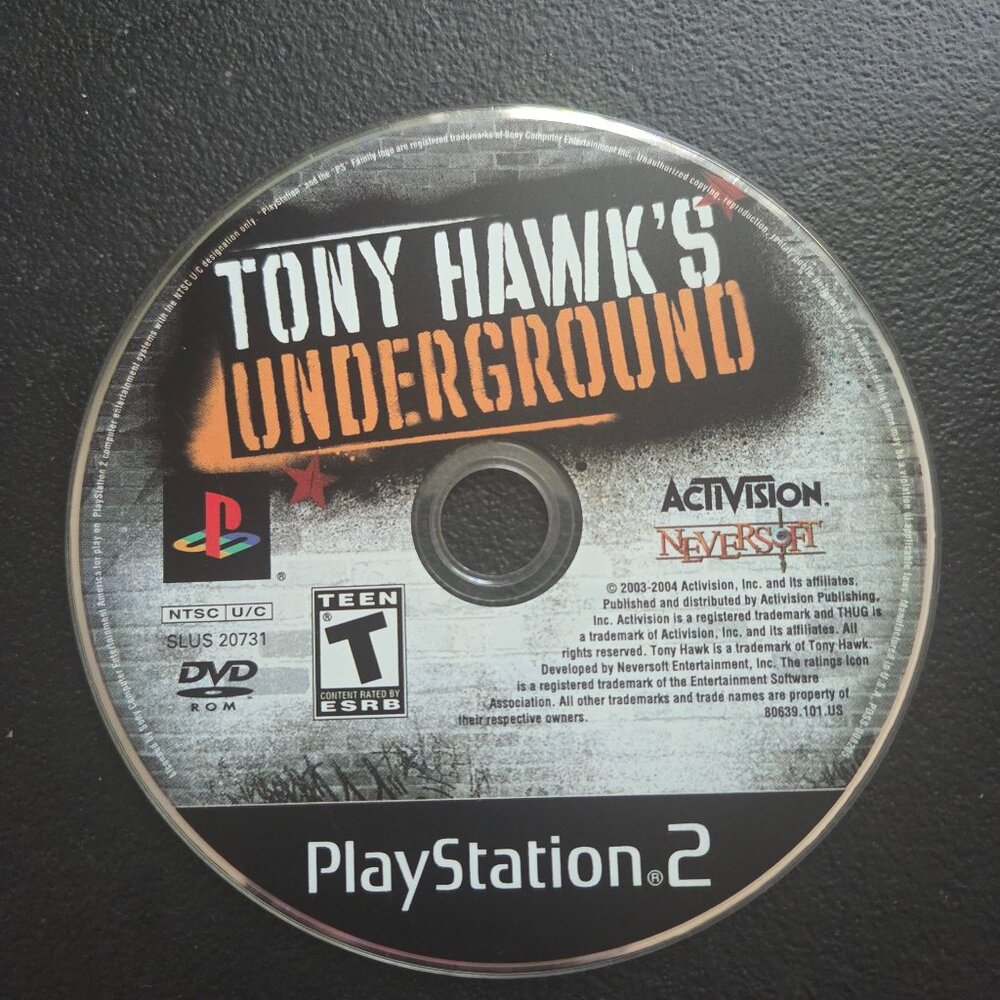Sony PlayStation 2 Activision Tony Hawk's Underground loose disk used works